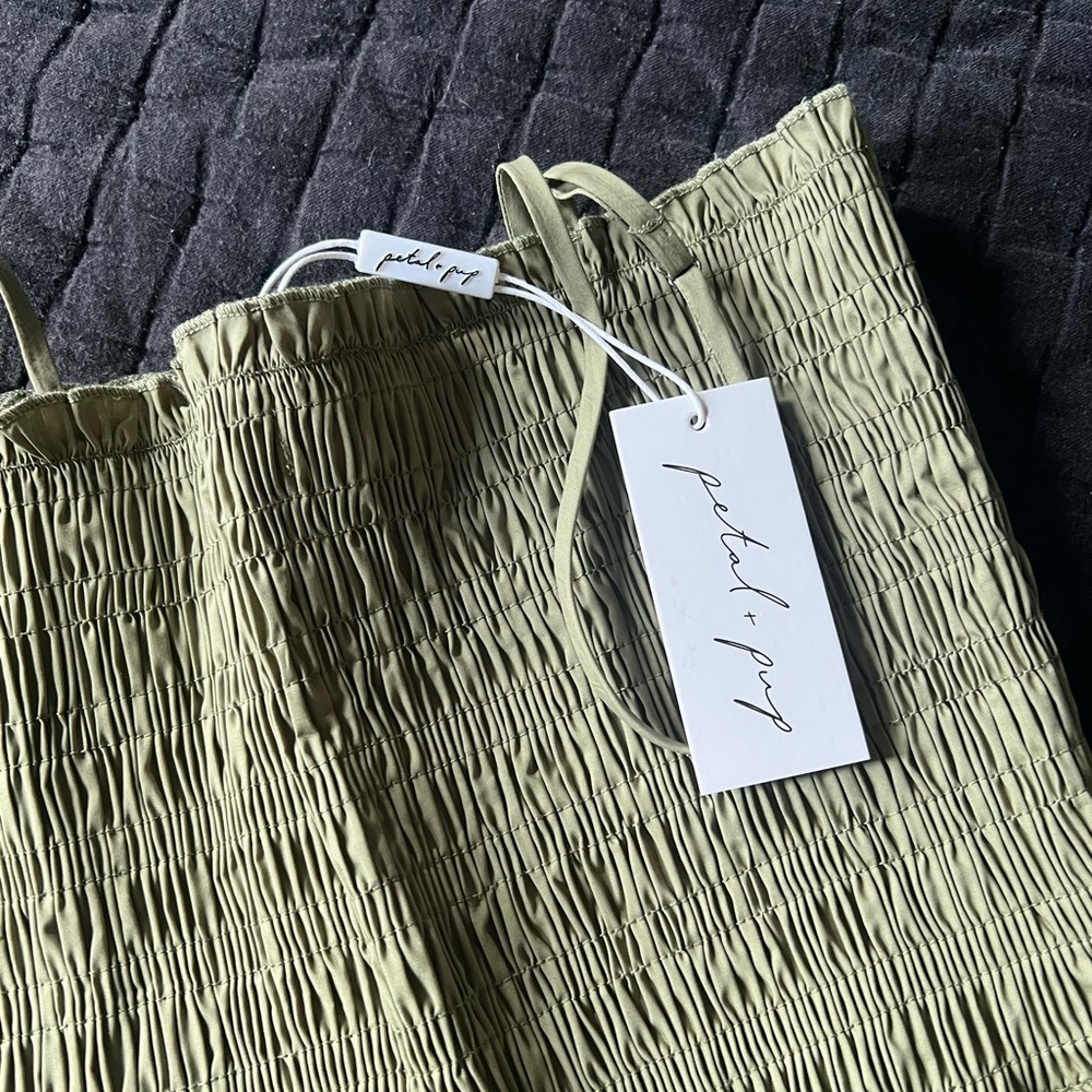 Petal and Pup Olive Smocked Dress